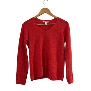 Eileen Fisher Organic Linen V-Neck Raglan Sleeve Sweater, Orange, PS
